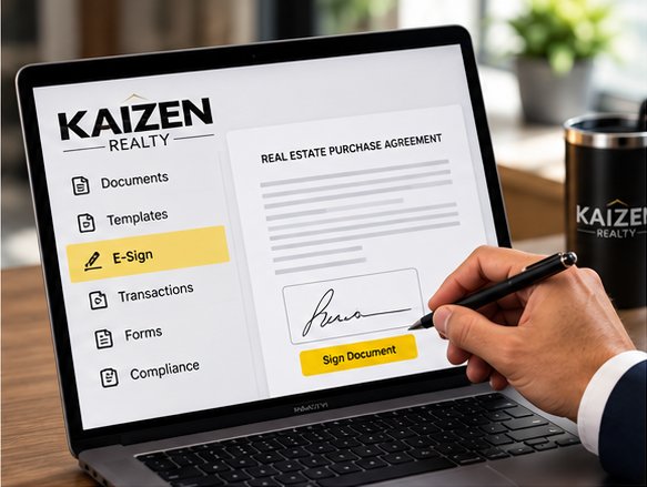 Signing a purchase agreement on the KAIZEN e-sign platform